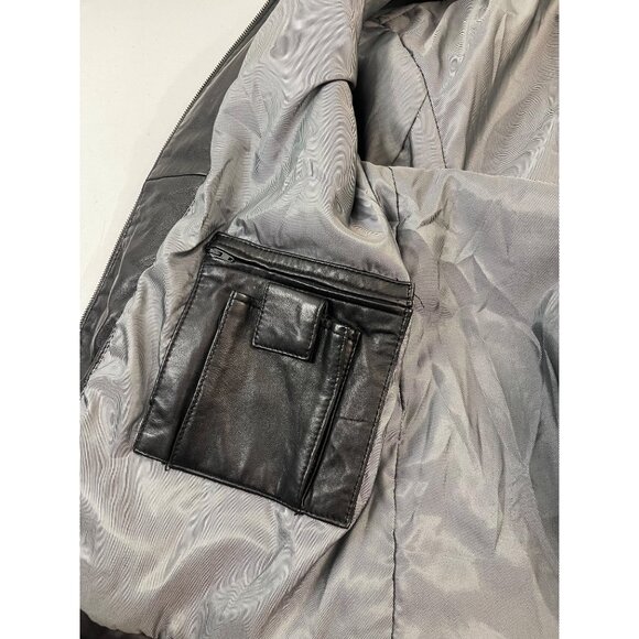 IZOD Men's Black Leather Jacket Full Zip Lined Size XL Classic Style - Picture 10 of 16